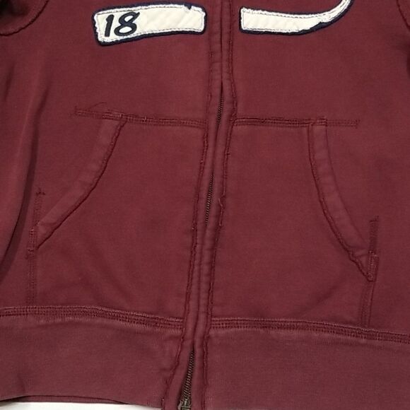 🎁5/$25 Joe Fresh Hoodie Boy Size 4 Varsity Burgundy Distressed Full Zip - Picture 4 of 7